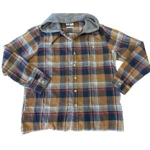 BILLABONG Flannel Button Up Shirt Top with Hood size L Core Fit